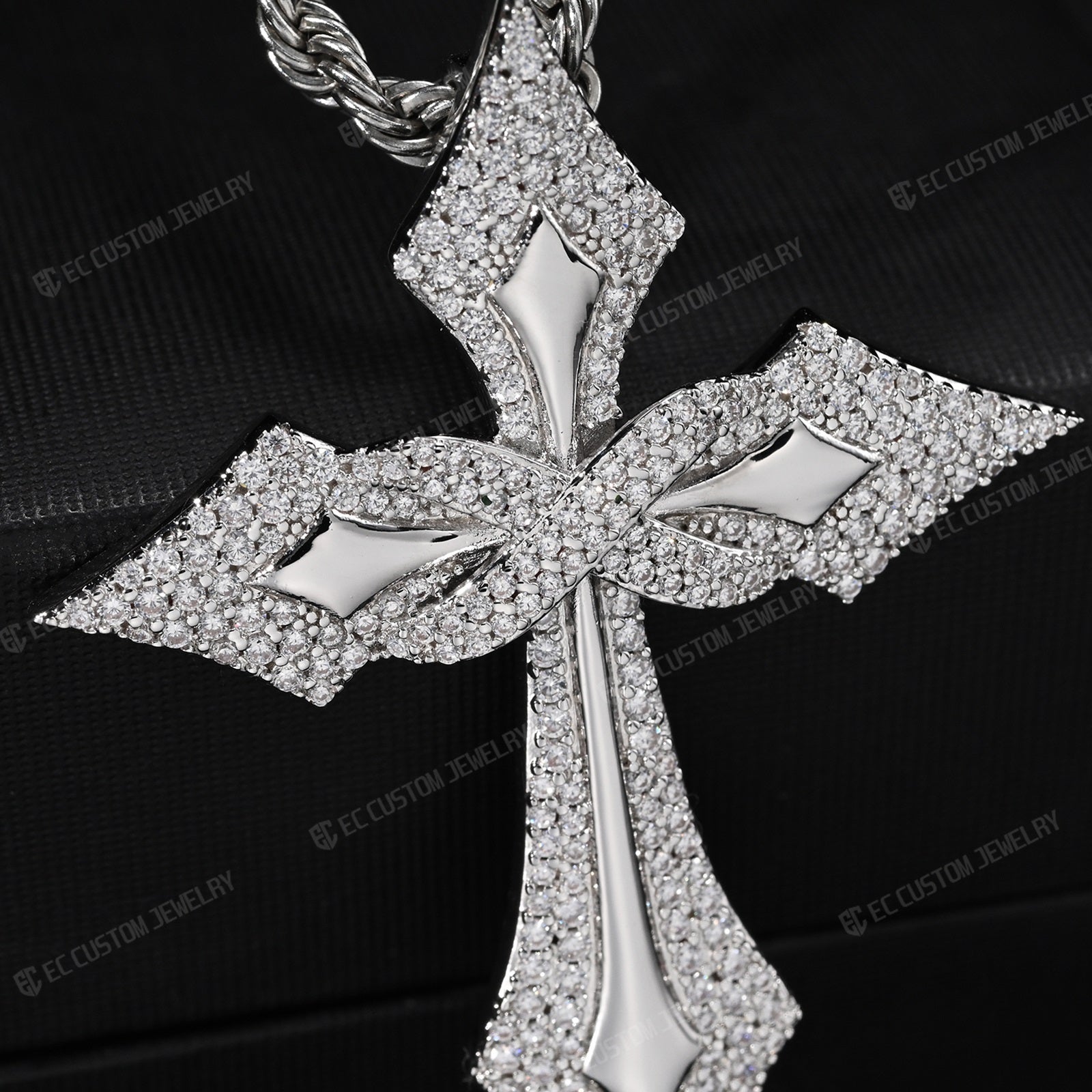 Moissanite Iced Out Gothic Spike Cross Pendant