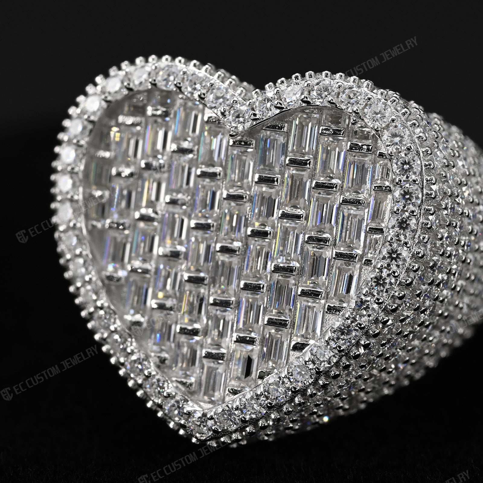 925 Sterling Silver Moissanite Heart Ring