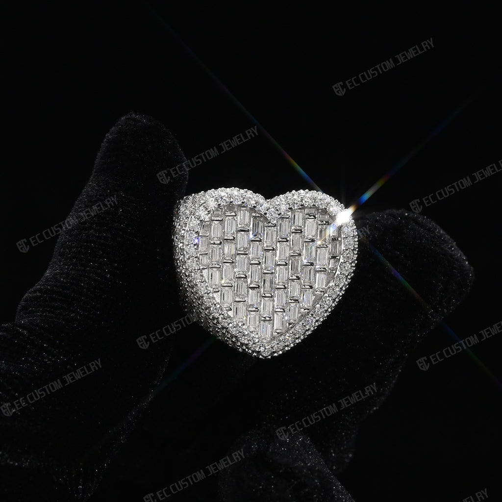 925 Sterling Silver Moissanite Heart Ring