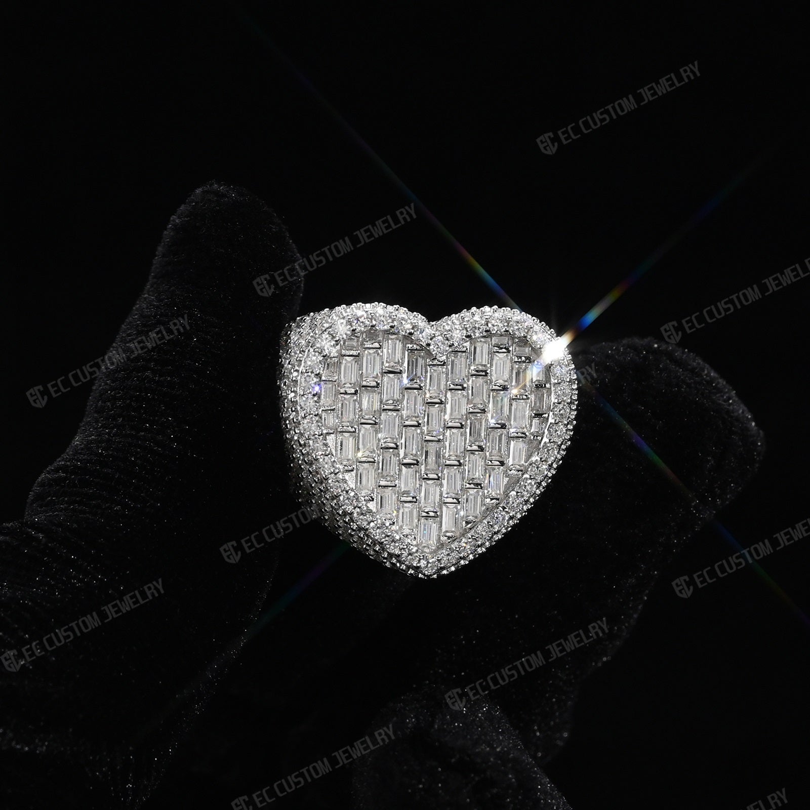 925 Sterling Silver Moissanite Heart Ring