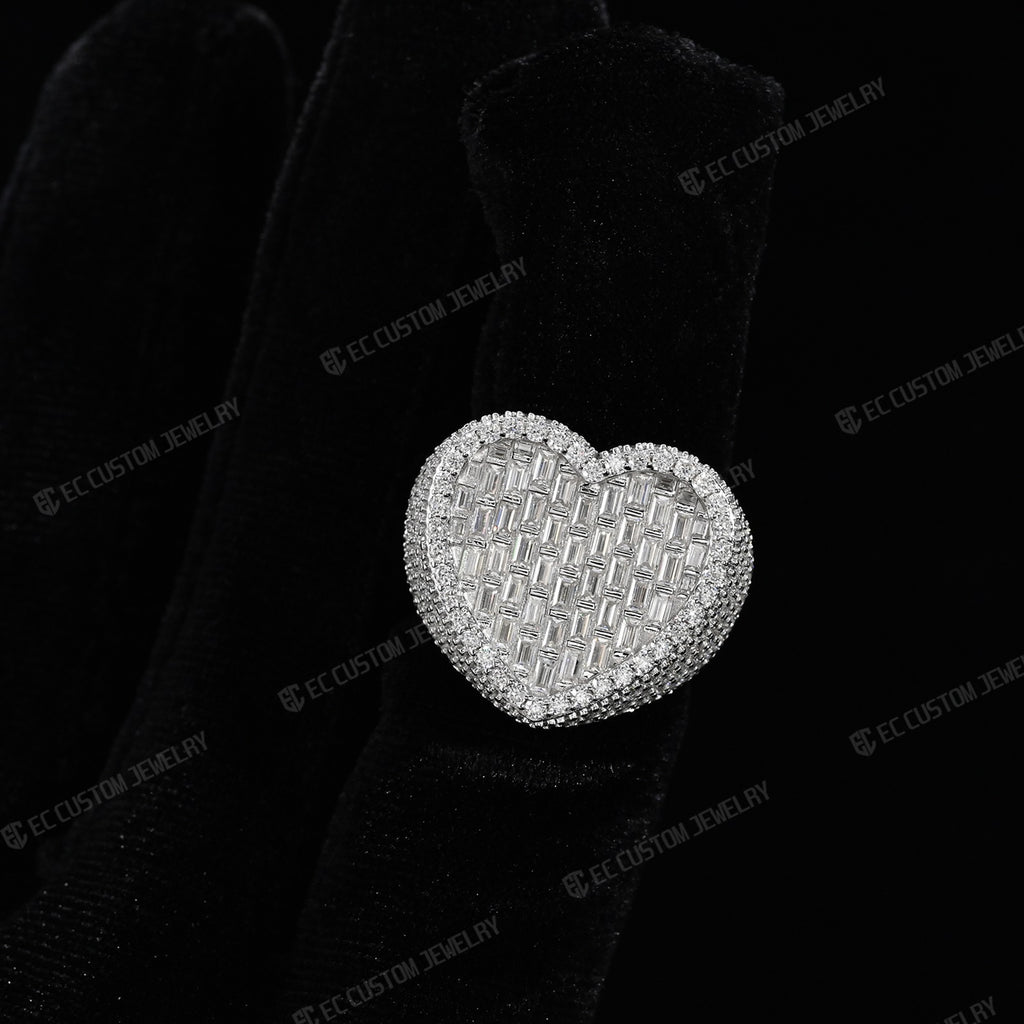 925 Sterling Silver Moissanite Heart Ring