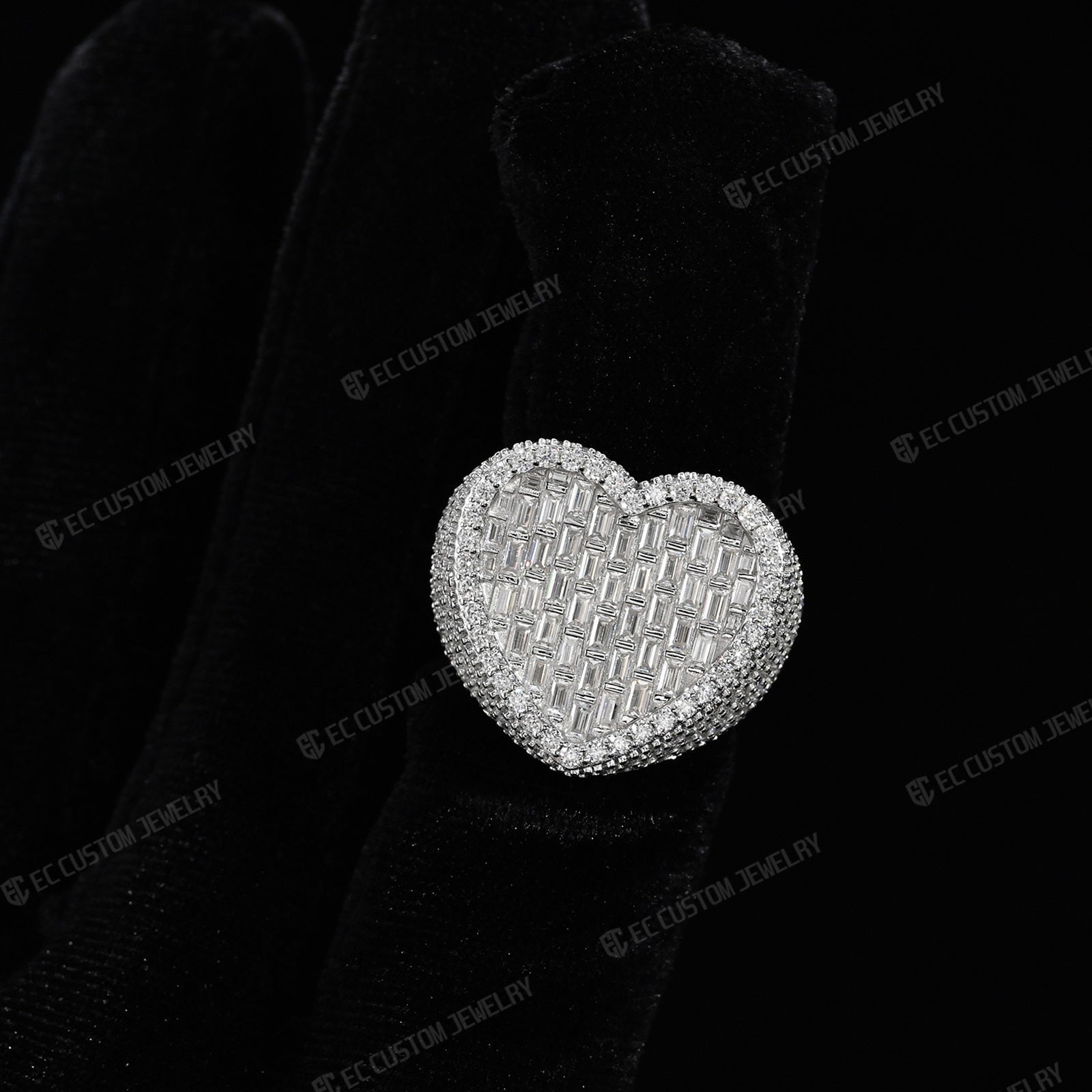 925 Sterling Silver Moissanite Heart Ring