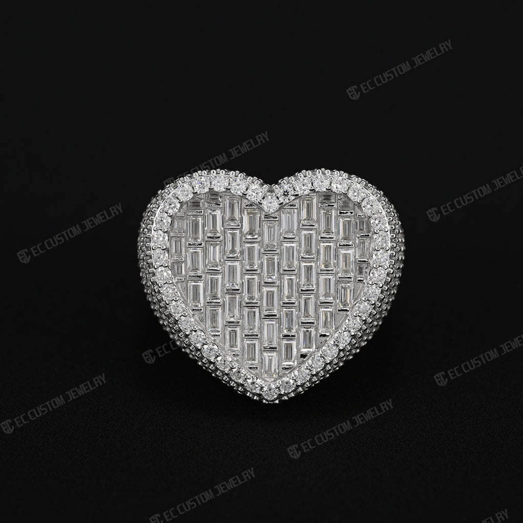 925 Sterling Silver Moissanite Heart Ring