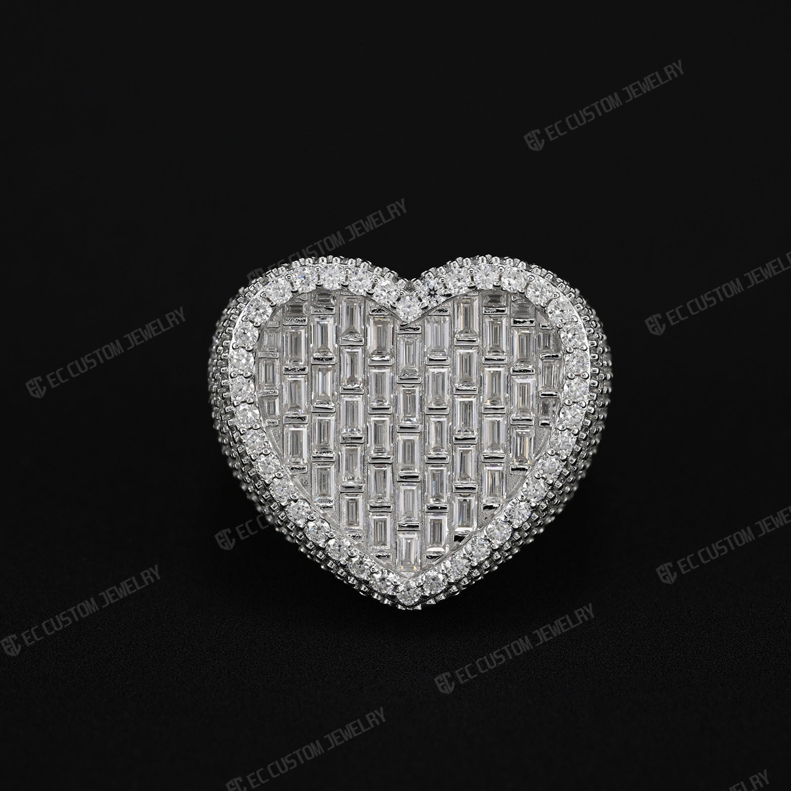 925 Sterling Silver Moissanite Heart Ring