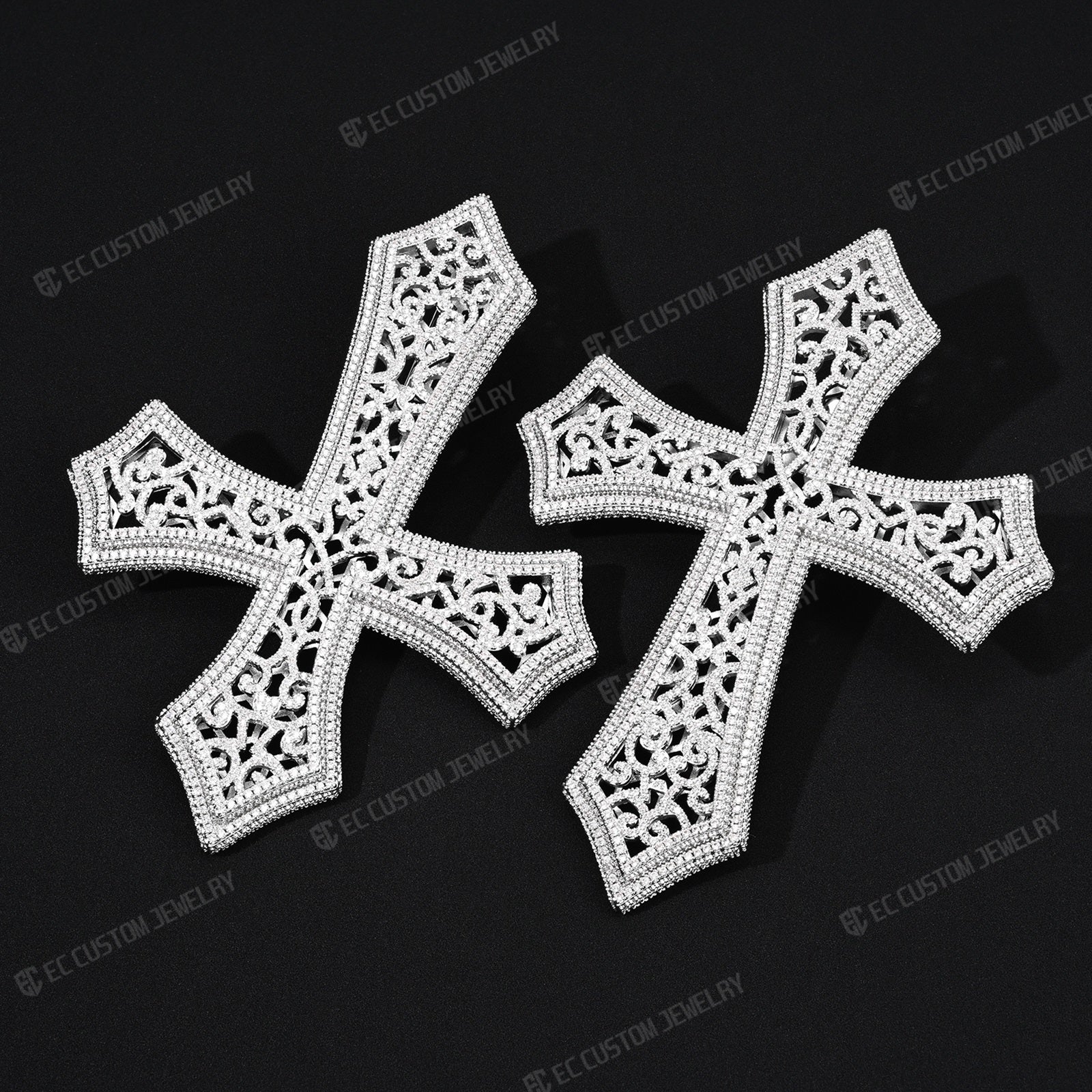 Iced Out Hip Hop Hollow Mesh Cross Pendant Halloween Cross Diamond Silver 925S Shining pendant link 1