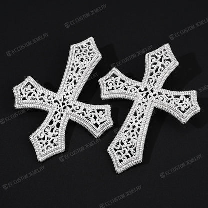 Iced Out Hip Hop Hollow Mesh Cross Pendant Halloween Cross Diamond Silver 925S Shining pendant link 1