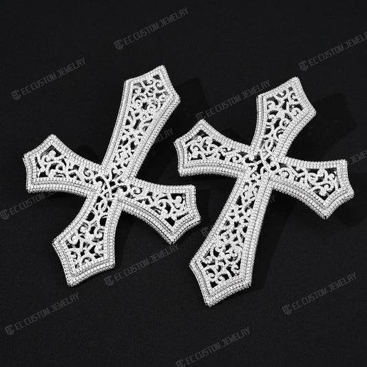 Iced Out Hip Hop Hollow Mesh Cross Pendant