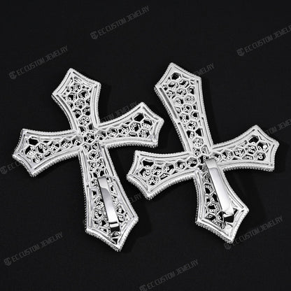 Iced Out Hip Hop Hollow Mesh Cross Pendant Halloween Cross Diamond Silver 925S Shining pendant link 2