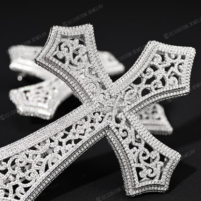 Iced Out Hip Hop Hollow Mesh Cross Pendant Halloween Cross Diamond Silver 925S Shining pendant link 4