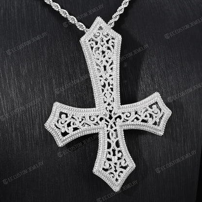 Iced Out Hip Hop Hollow Mesh Cross Pendant Halloween Cross Diamond Silver 925S Shining pendant link 6