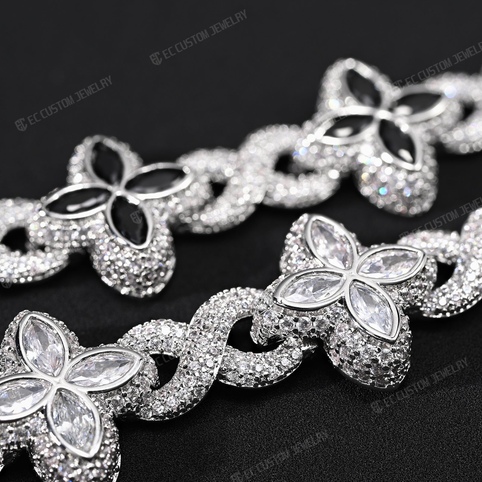 Iced Out Infinity Clover Bracelet Moissanite S925 Silver