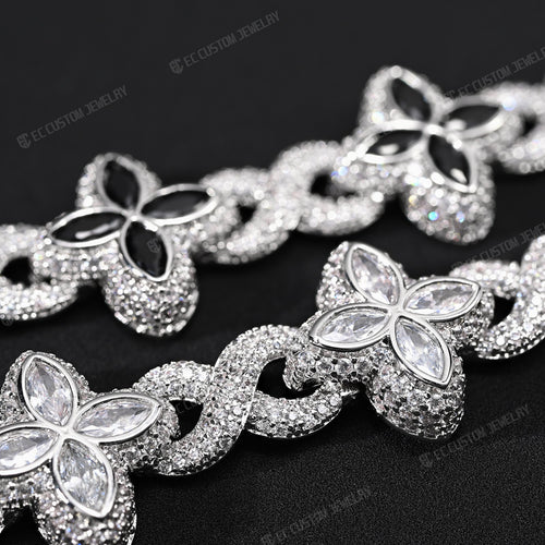 15MM Flower Marquise Cut Moissanite Tennis Chain Bracelet