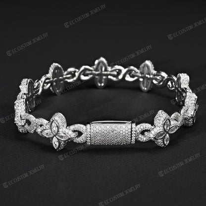 Iced Out Infinity Clover Bracelet Moissanite S925 Silver