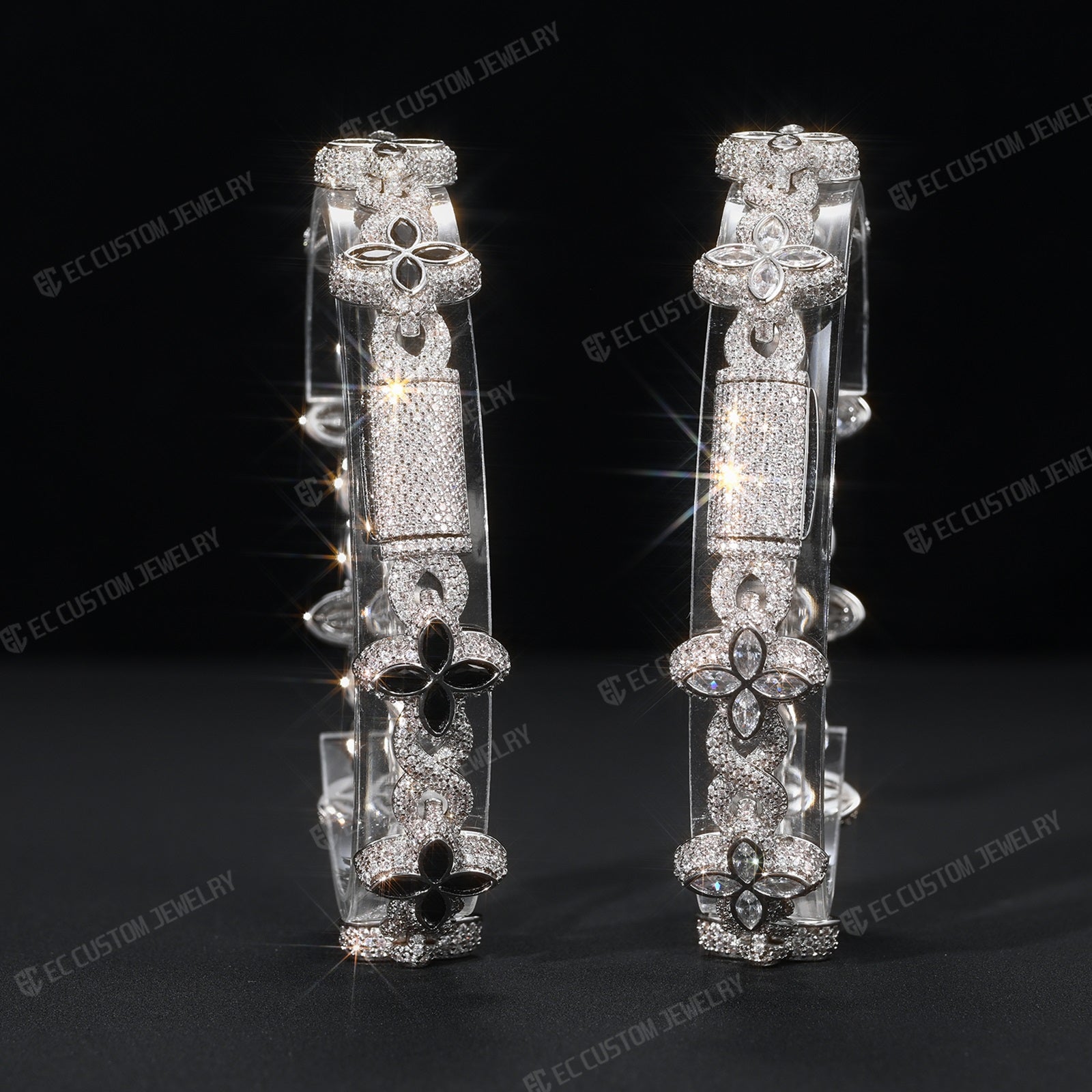 Iced Out Infinity Clover Bracelet Moissanite S925 Silver