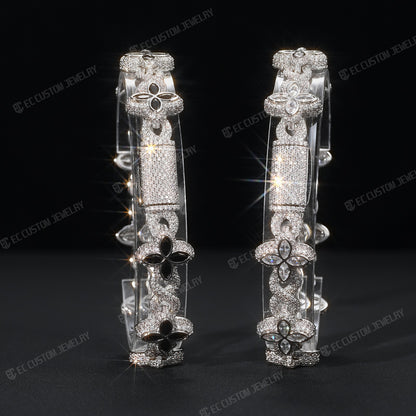 Iced Out Infinity Clover Bracelet Moissanite S925 Silver