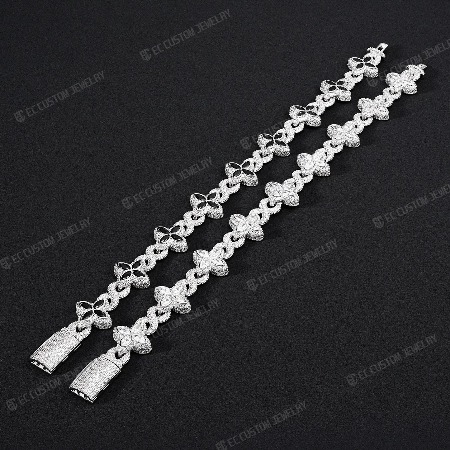 Iced Out Infinity Clover Bracelet Moissanite S925 Silver