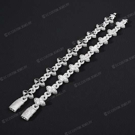 Iced Out Infinity Clover Bracelet Moissanite S925 Silver