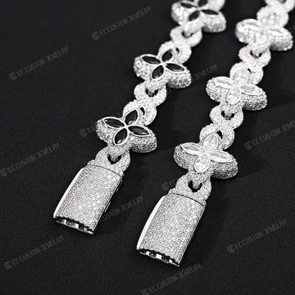 Iced Out Infinity Clover Bracelet Moissanite S925 Silver