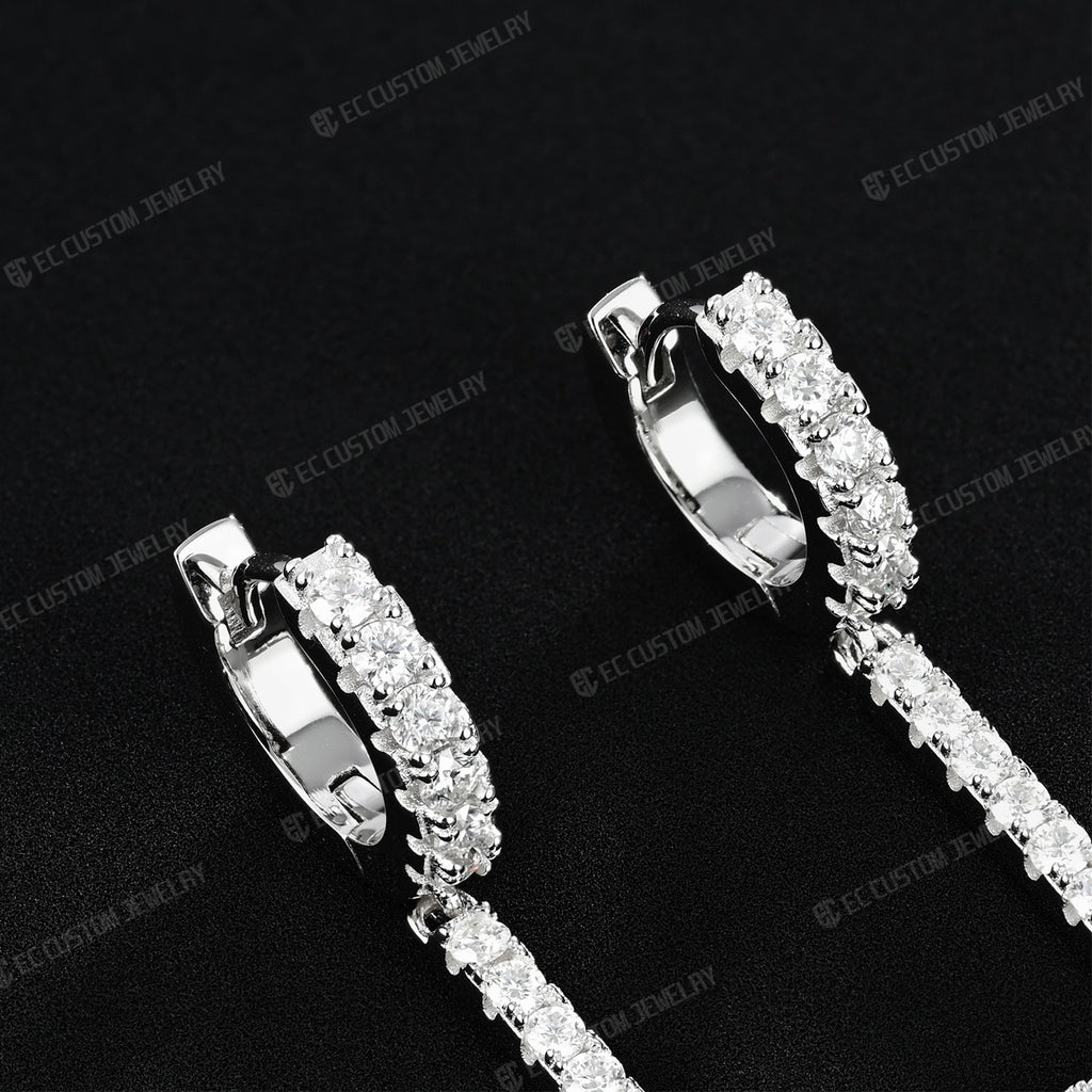 Iced Out Inverted Cross Earrings Hip Hop Style Upside down Cross Eardrop 