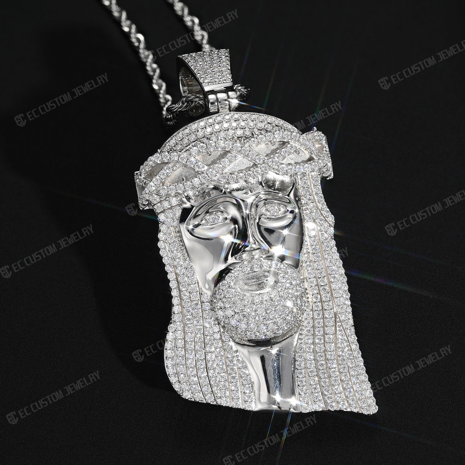 Hip hop jewelry pendants Iced Out Jesus Piece Pendant moissanite 925 silver s925 diamomd pendant 5