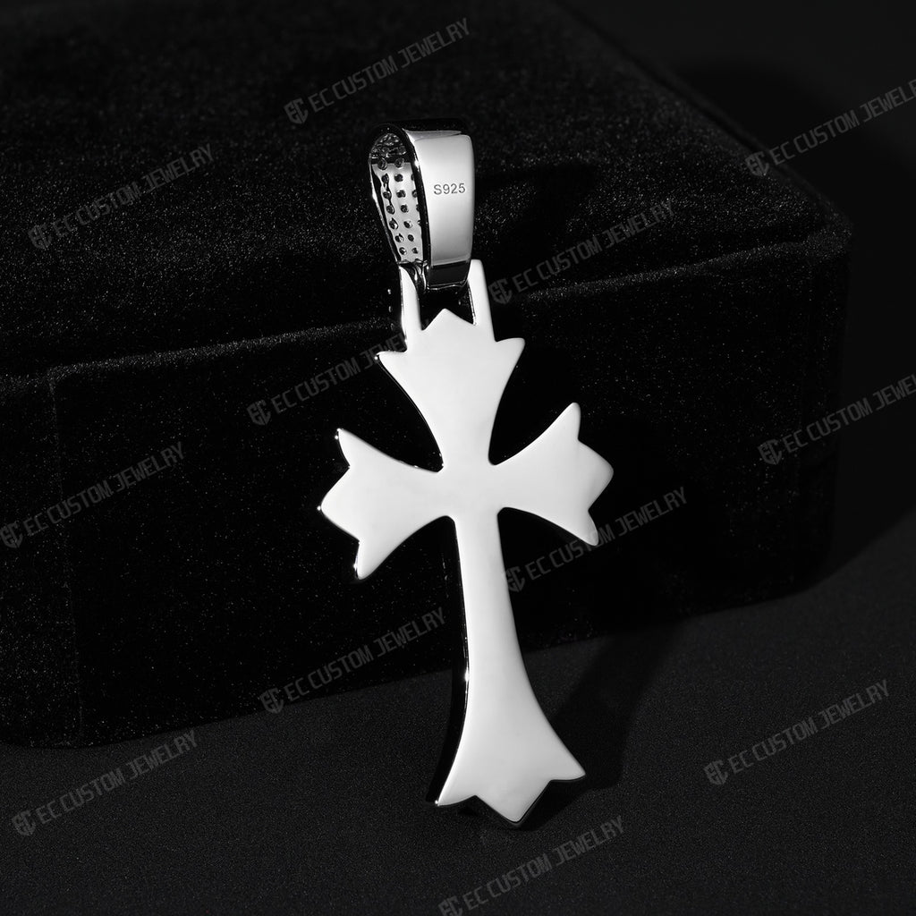 Iced Out Fleurdelis Moissanite Gothic Cross Pendant Underground Jewelry