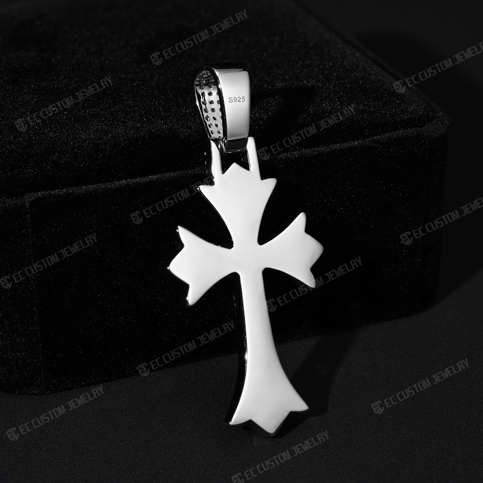 Iced Out Fleurdelis Moissanite Gothic Cross Pendant Underground Jewelry