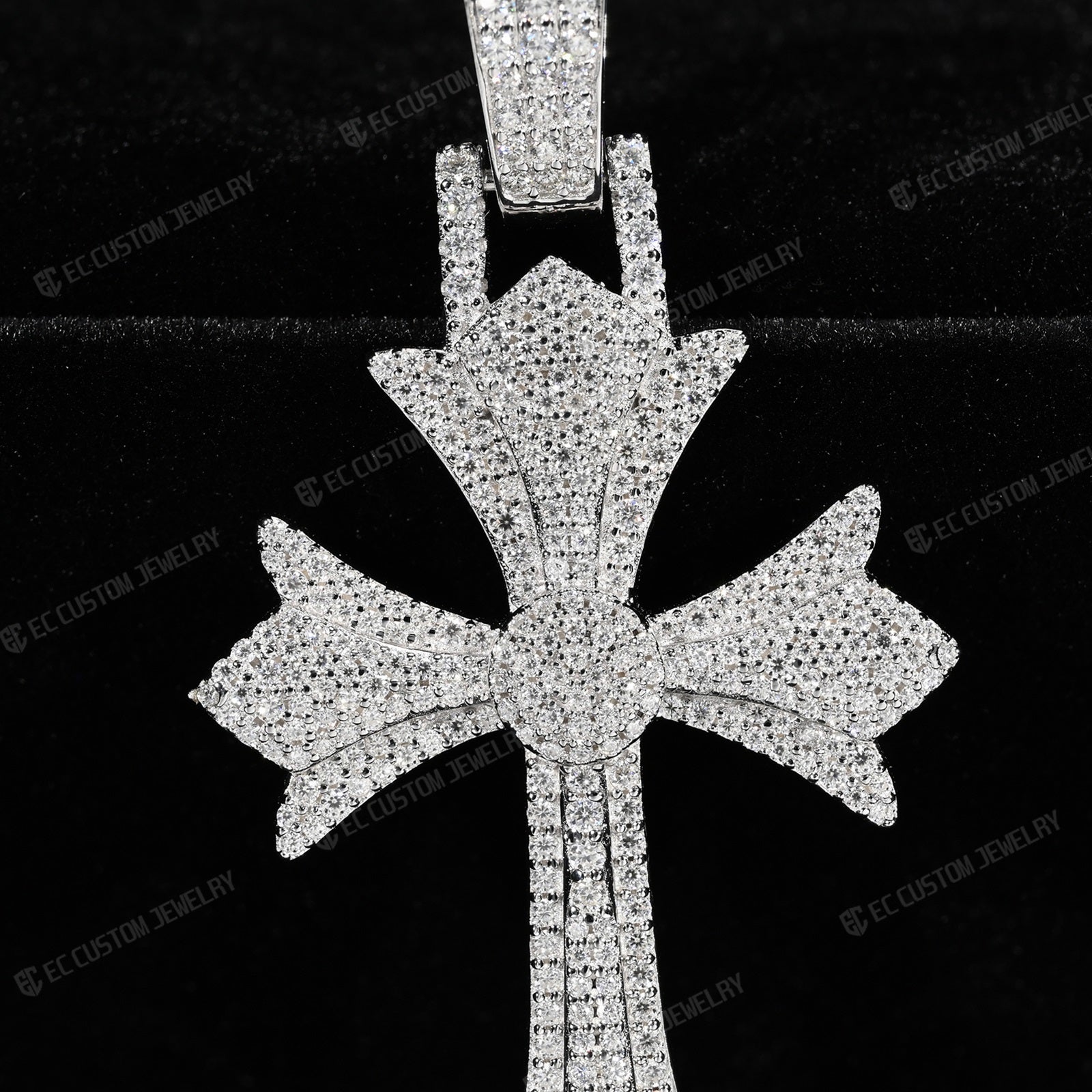Iced Out Fleurdelis Moissanite Gothic Cross Pendant Underground Jewelry