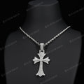 Iced Out Fleurdelis Moissanite Gothic Cross Pendant Underground Jewelry