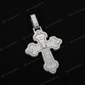 Iced Out VVS Moissanite Baguette Round Cross Pendant