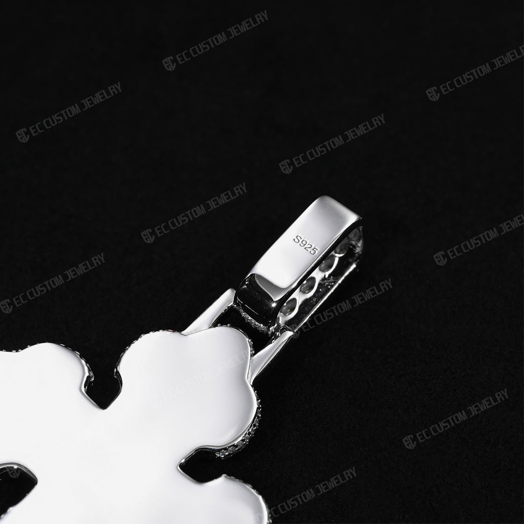Iced Out VVS Moissanite Baguette Round Cross Pendant