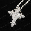 Iced Out Round Cut Real Moissanite Skull Cross Mens Pendant 5