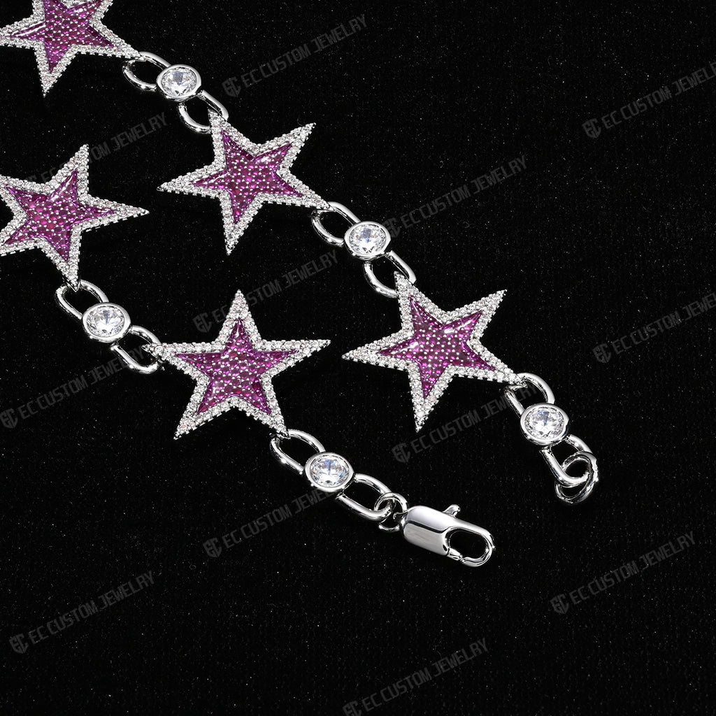 Iced Out Starlink Necklace VVS Moissanite Star Chain Hip Hop Rapper Jewelry 2