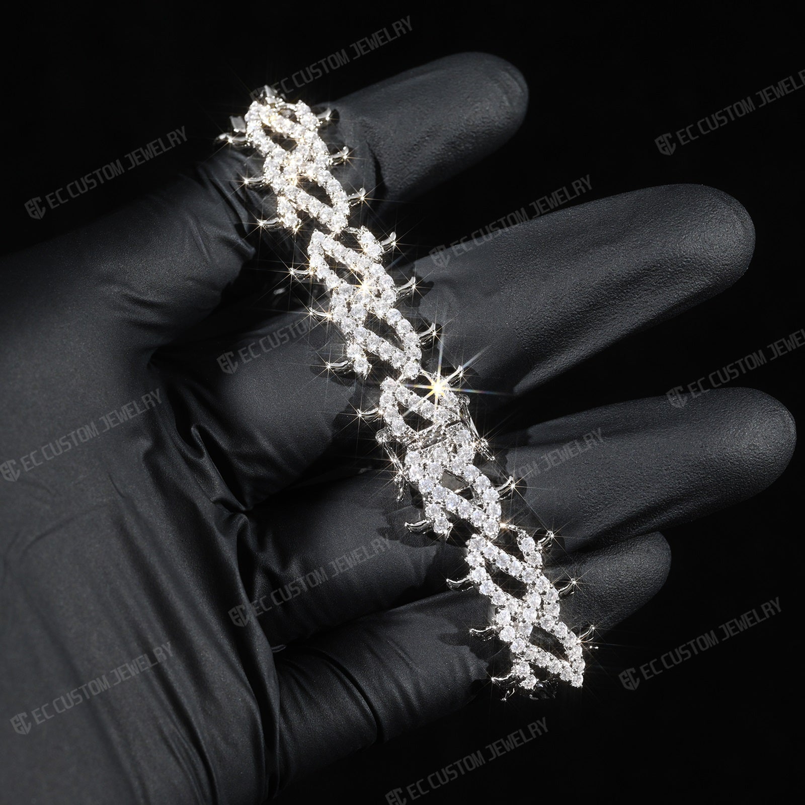 Iced Out Thorn Chain Bracelet Spiked CZ Diamond Bracelet bling hip hop jewelry 