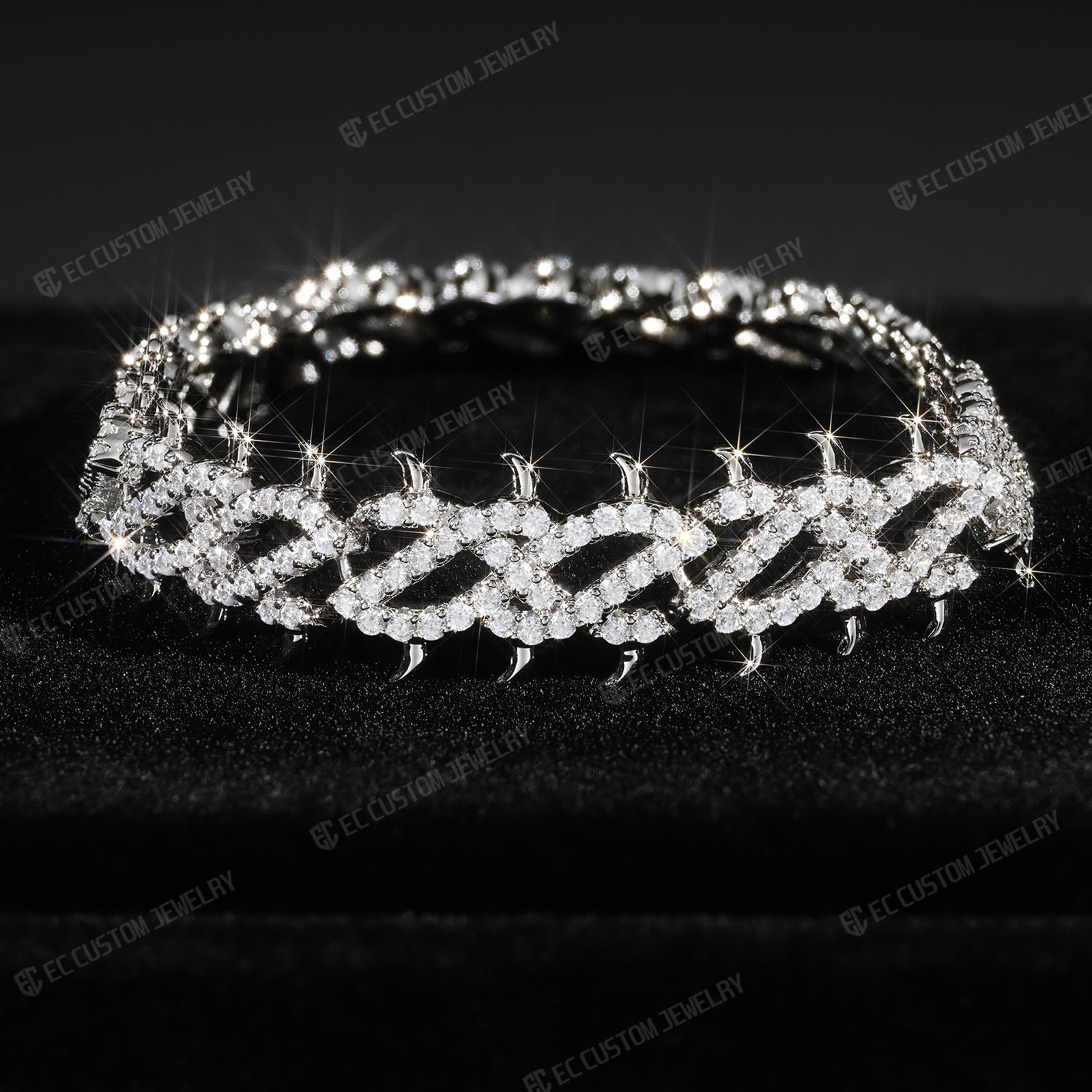 Iced Out Thorn Chain Bracelet Spiked CZ Diamond Bracelet bling hip hop jewelry 