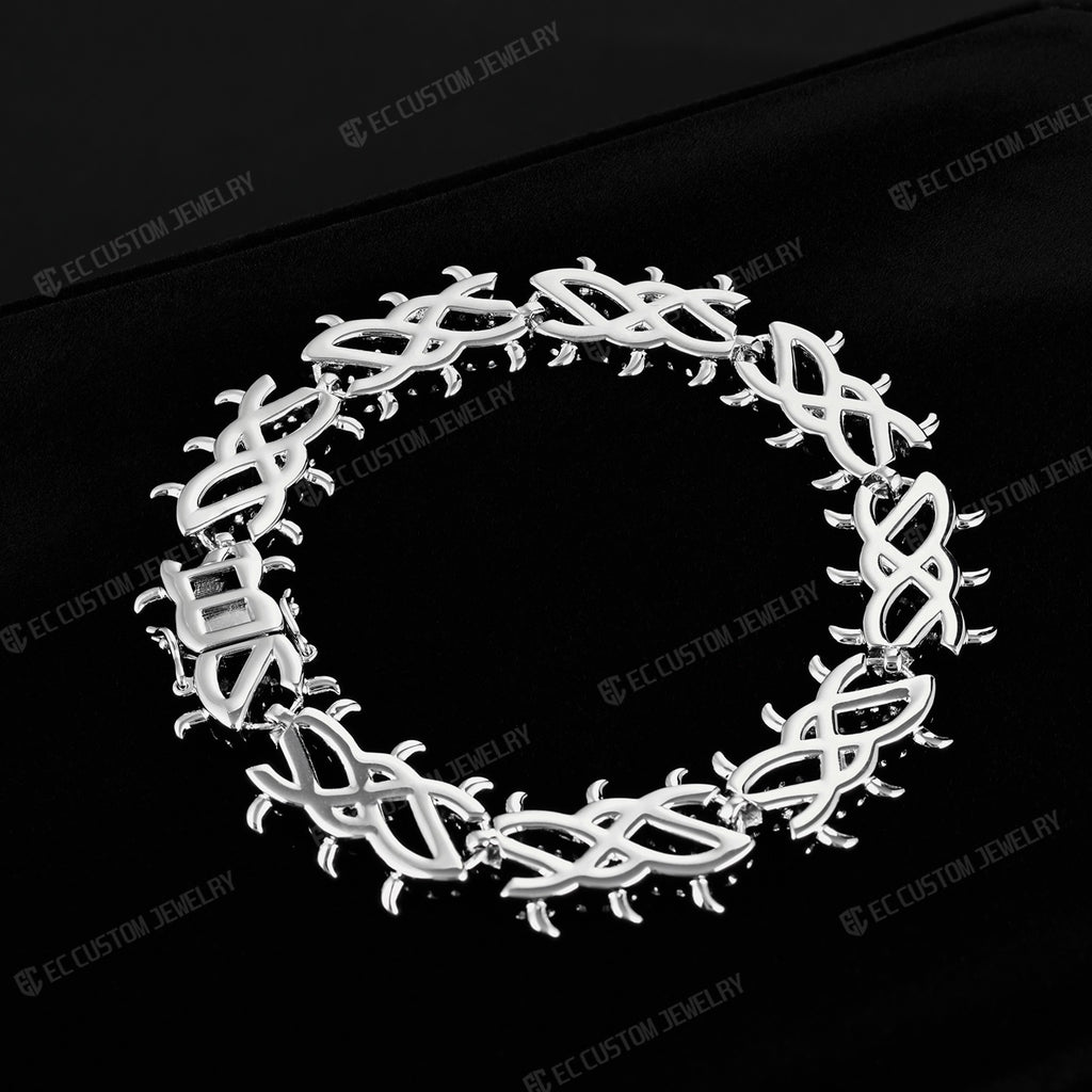 Iced Out Thorn Chain Bracelet Spiked CZ Diamond Bracelet bling hip hop jewelry 