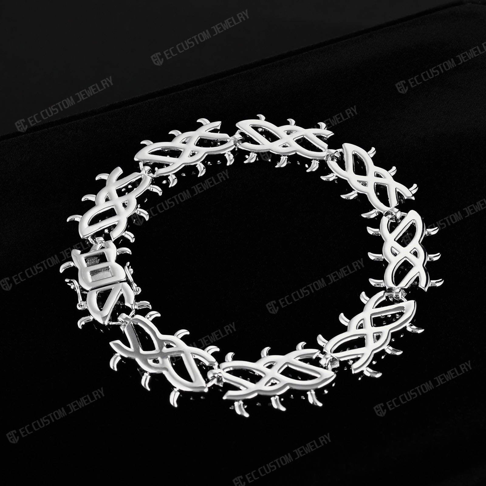 Iced Out Thorn Chain Bracelet Spiked CZ Diamond Bracelet bling hip hop jewelry 