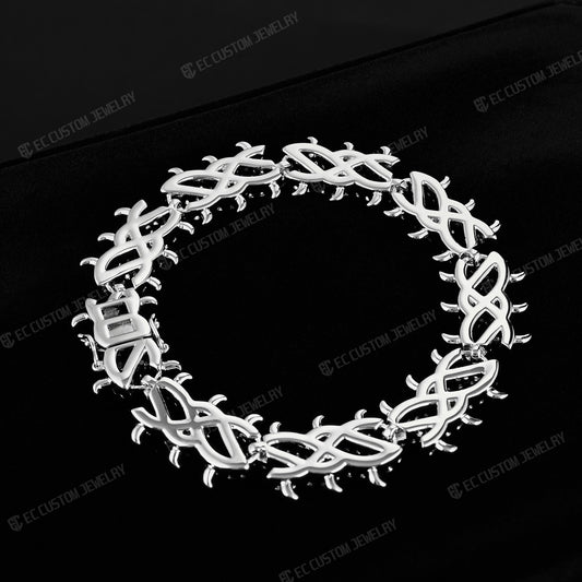 Iced Out Thorn Chain Bracelet Spiked CZ Diamond Bracelet bling hip hop jewelry 