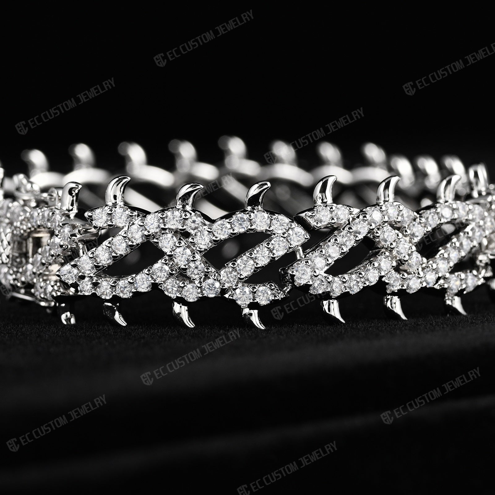 Iced Out Thorn Chain Bracelet Spiked CZ Diamond Bracelet bling hip hop jewelry 