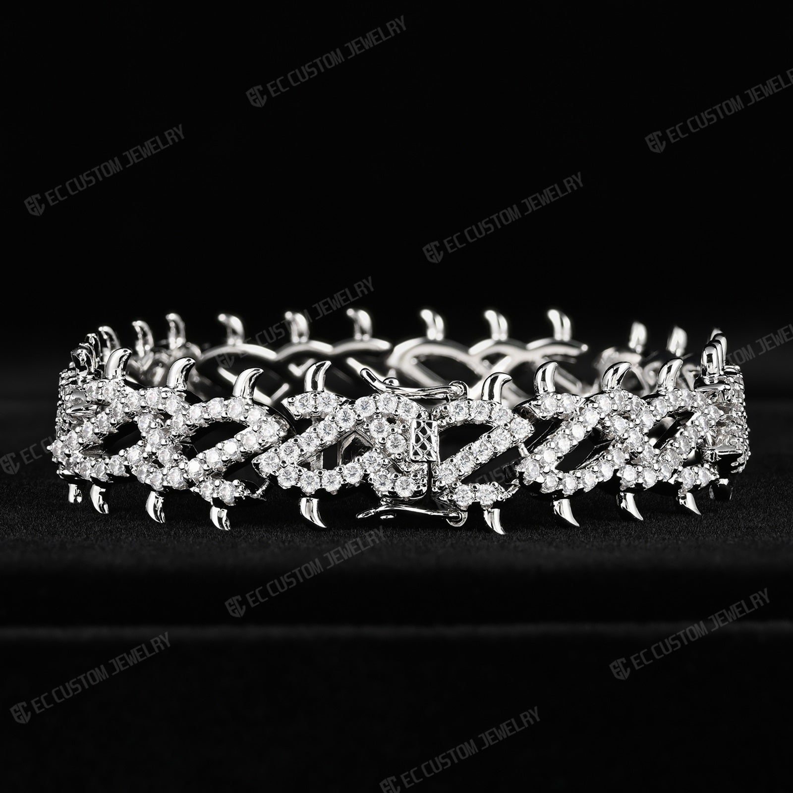 Iced Out Thorn Chain Bracelet Spiked CZ Diamond Bracelet bling hip hop jewelry 