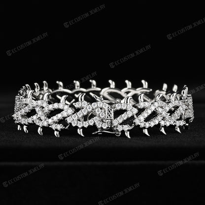 Iced Out Thorn Chain Bracelet Spiked CZ Diamond Bracelet bling hip hop jewelry 