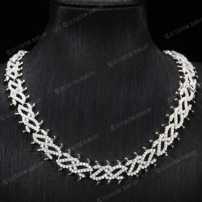 Iced Out Thorn Chain Spiked CZ Moissanite Diamond Choker Necklace 7