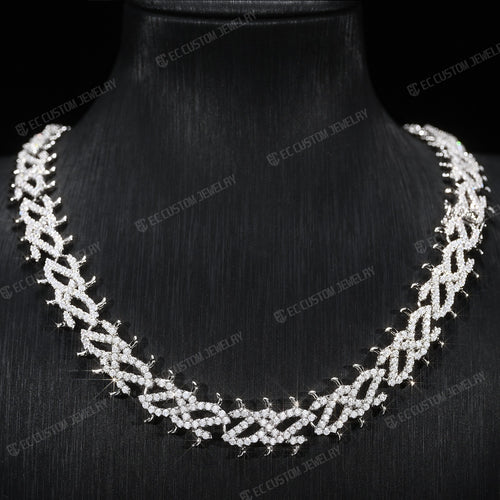 Iced Out Thorn Chain Spiked CZ Moissanite Diamond Choker Necklace 7