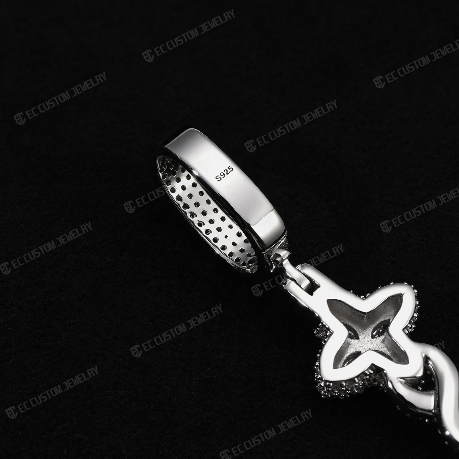 Iced Out Twisted Floral Cross Pendant Moissanite Cross