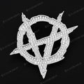 Iced Out Upside Down Anarchy Sign Pendant Invert A Pendant Sterling Silver Jewelry 5