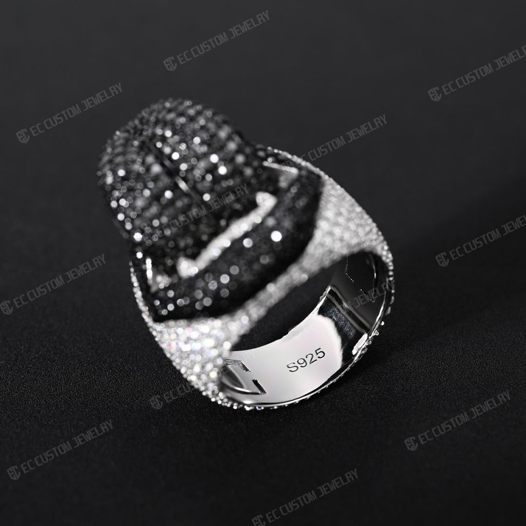 Iced Out Vampire Ring Hip Hop Tongue Ring Moissanite CZ 925 Silver