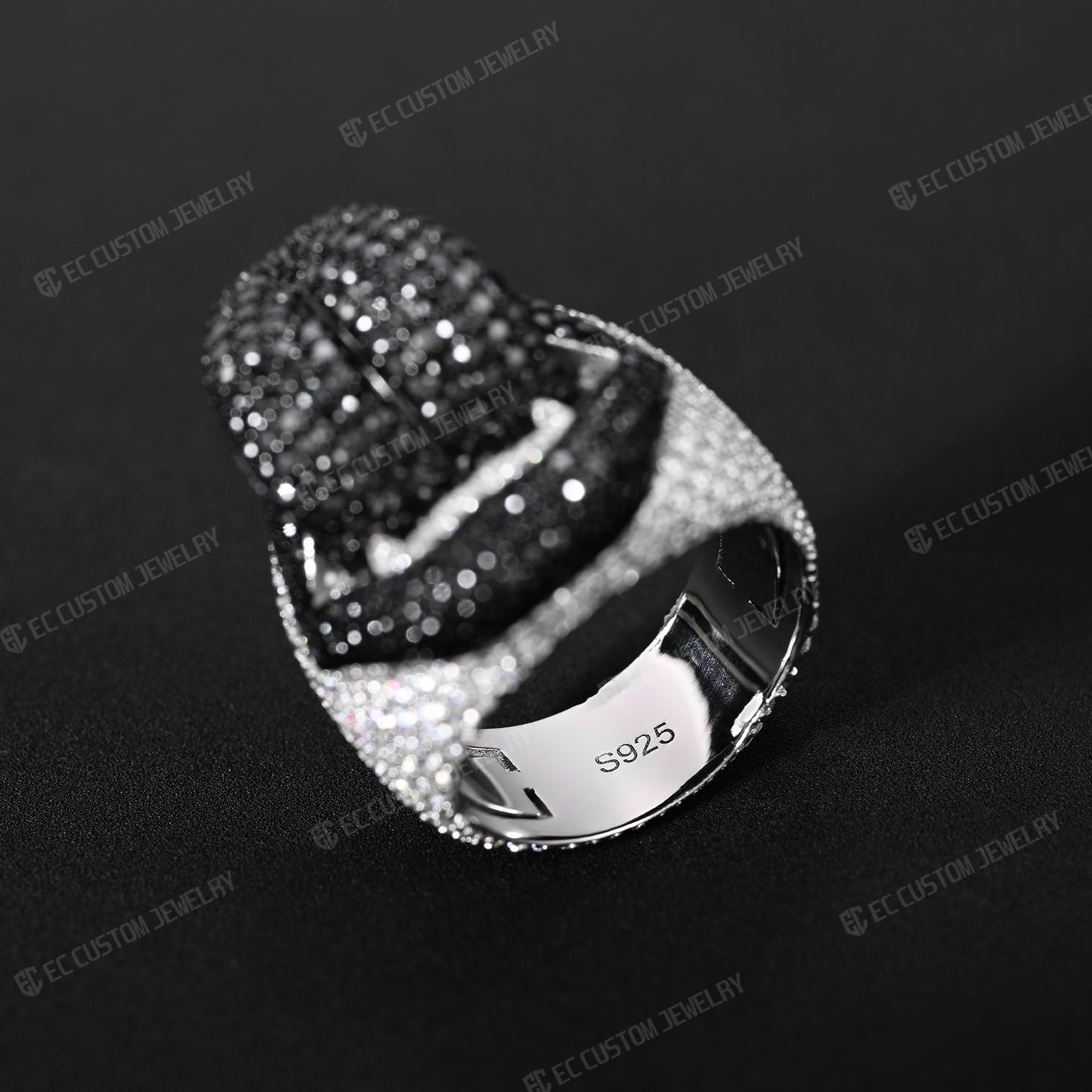 Iced Out Vampire Ring Hip Hop Tongue Ring Moissanite CZ 925 Silver