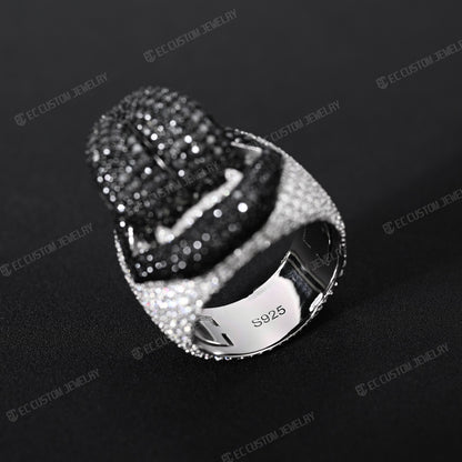 Iced Out Vampire Ring Hip Hop Tongue Ring Moissanite CZ 925 Silver