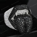 Iced Out Vampire Ring Hip Hop Tongue Ring Moissanite CZ 925 Silver