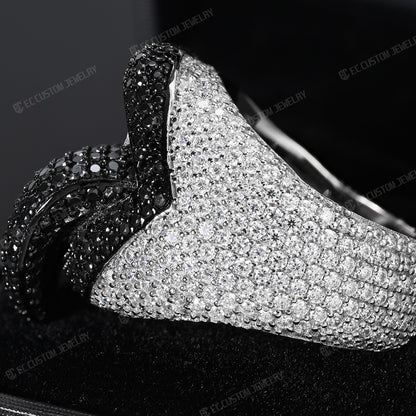 Iced Out Vampire Ring Hip Hop Tongue Ring Moissanite CZ 925 Silver