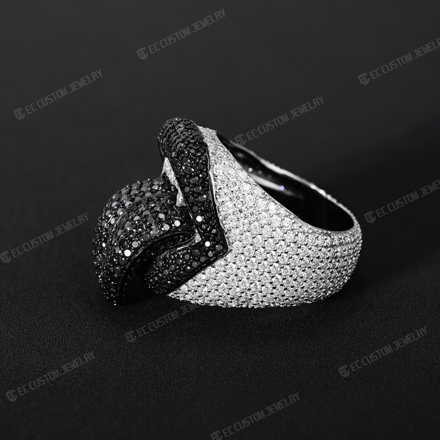 Iced Out Vampire Ring Hip Hop Tongue Ring Moissanite CZ 925 Silver